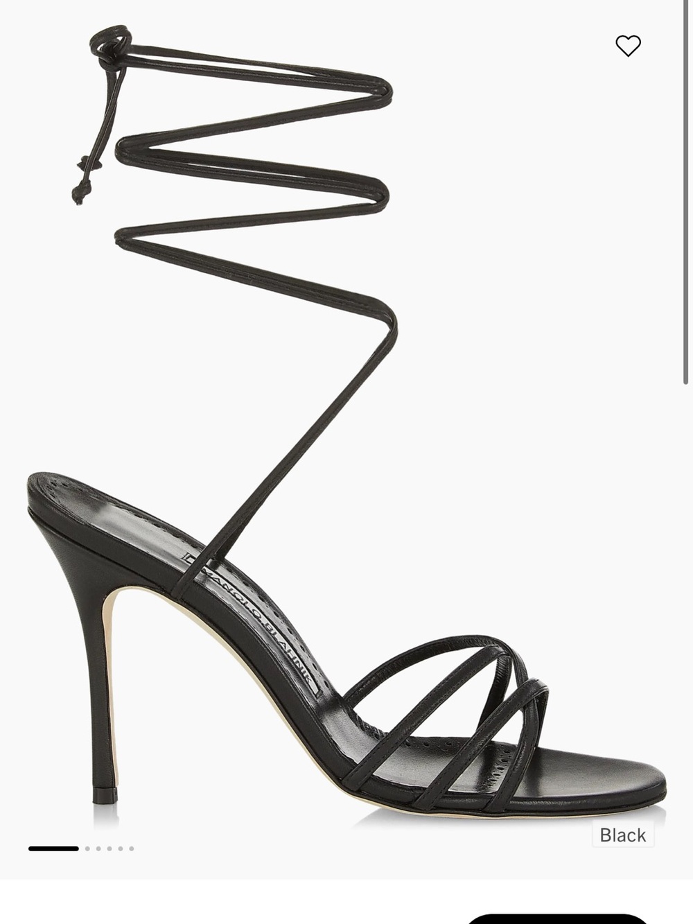 $995 Manolo Blahnik black Leva Strappy Ankle-Wrap Sandals 105 stiletto heels